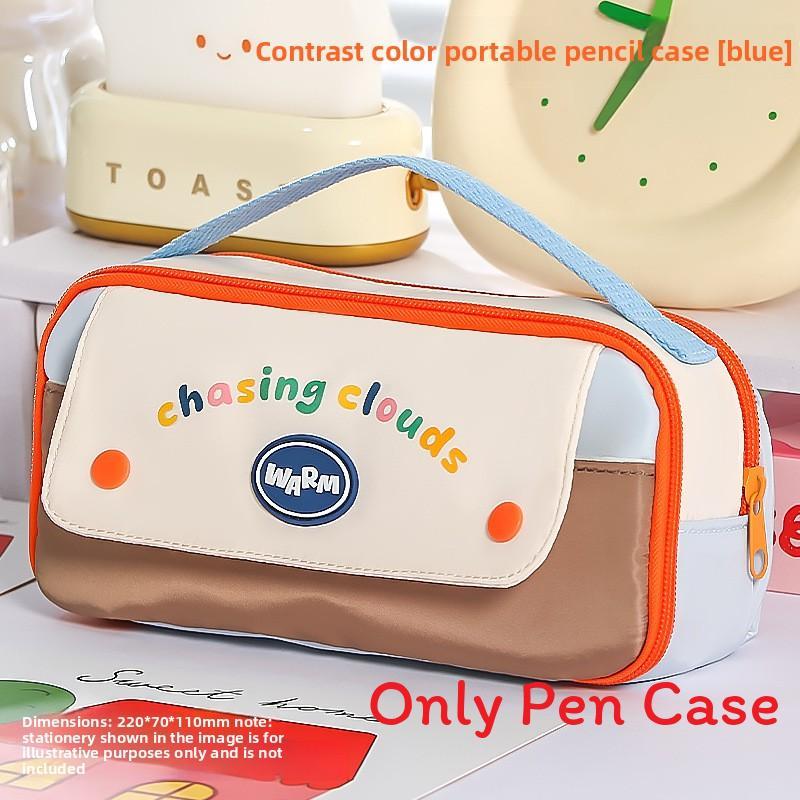 Multi Compartment Canvas Pencil Case With Durable Zipper For Students And Office Use