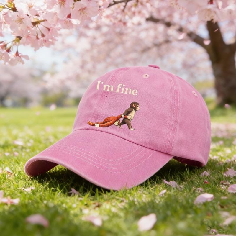 Punch Monkey Print Baseball Cap For Men And Women Unisex Adjustable Wash Cotton Sun Hat With Cartoon Pattern Daily Wear
