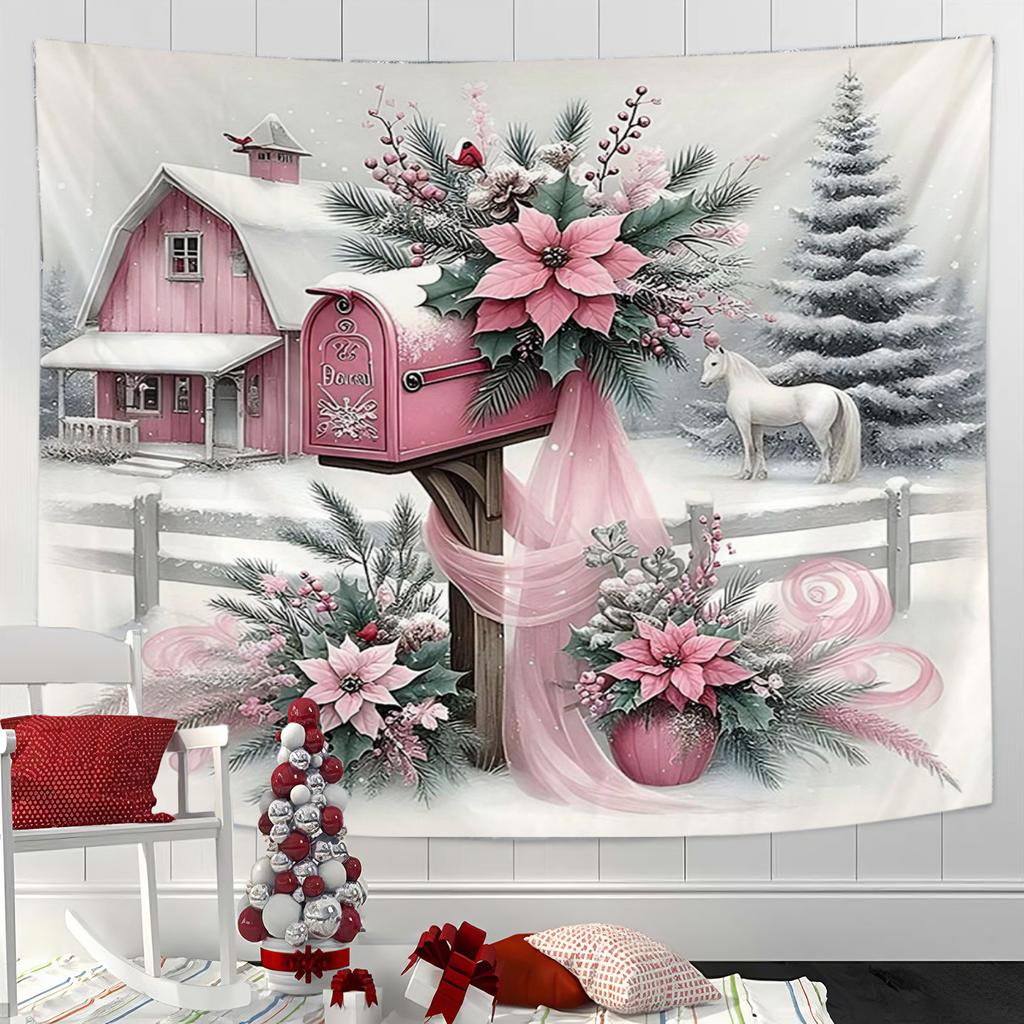 Christmas Tree Snowscape TapestryWall Hanging for Party Festival, Bedroom Office Living Room Home Decor, Wall Decoration