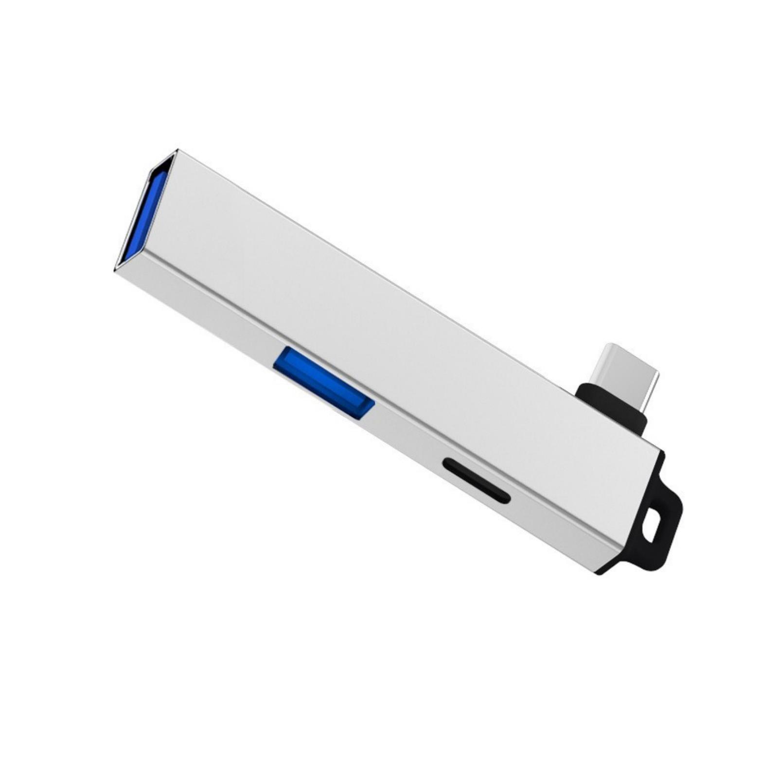 

Компактный USB C хаб Адаптер Type C к USB с портами USB2.0 и USB3.0 для ноутбуков планшетов для Windows Mac OS Linux Android серебряный