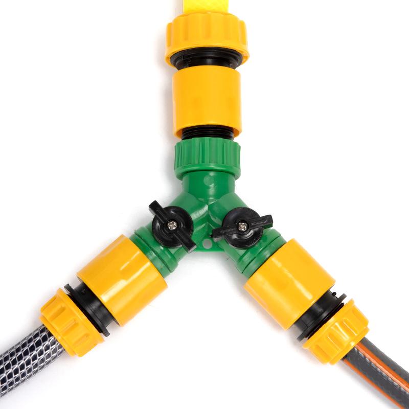 2 Way Garden Water Pipe Connectors Pipe Adapter Y Shape Hose Splitter Valve Three Way Plastic Valve With Switch