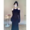 2024 French Off-Shoulder Fishtail Knitted Bodycon Dress - Autumn/Winter Women's Fashion