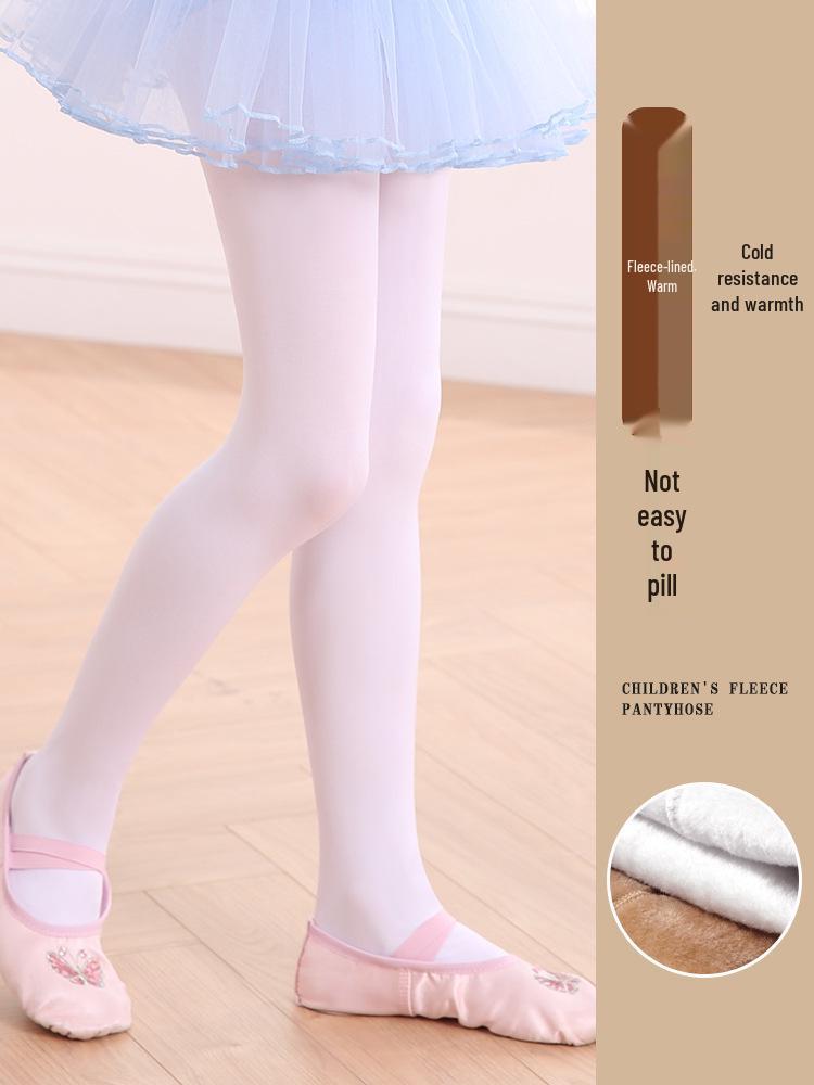 Girls' Nude Base Layer Dance Tights - Velvet-Lined Warm Winter Leggings
