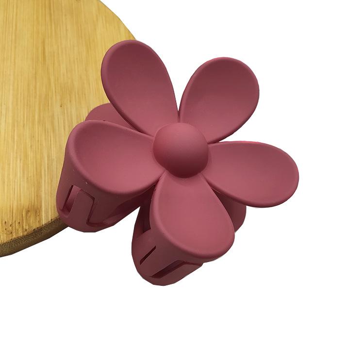 Matte Flower Hair Claw: Five-Petal Clip for Updo & Ponytail