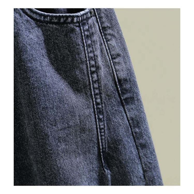 GMXIA Spring Autumn and Summer High-waisted Denim Harun Pants for Women, Loose Nine-inch Straight Pants, Radish Dad Pants