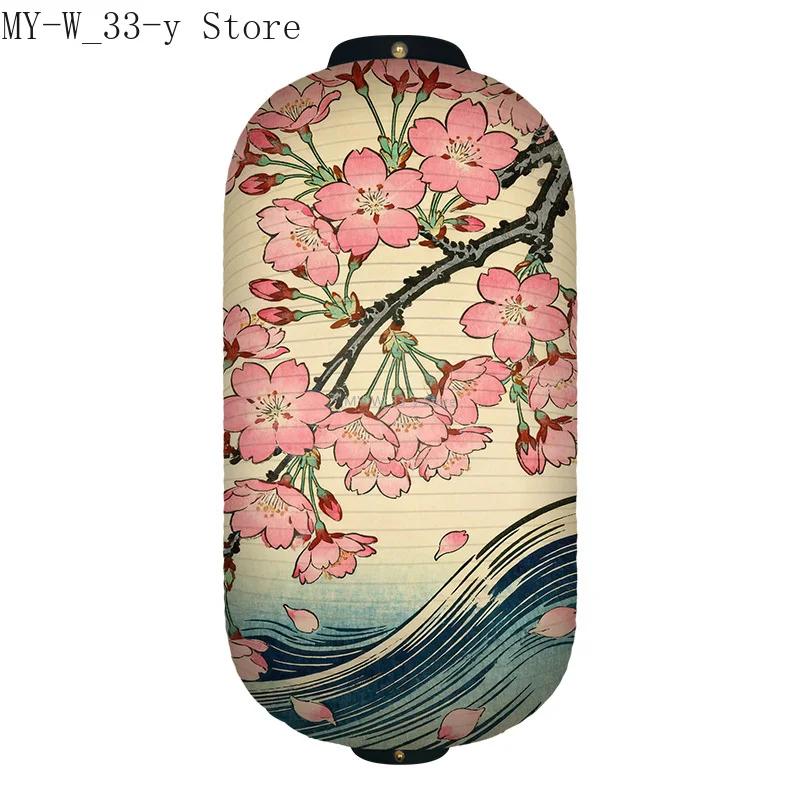 25x50cm Japanese-style Cherry Blossoms Cloth Lantern Ukiyo-e Traditional Printed Lantern Izakaya Cuisine Wedding Party Decor
