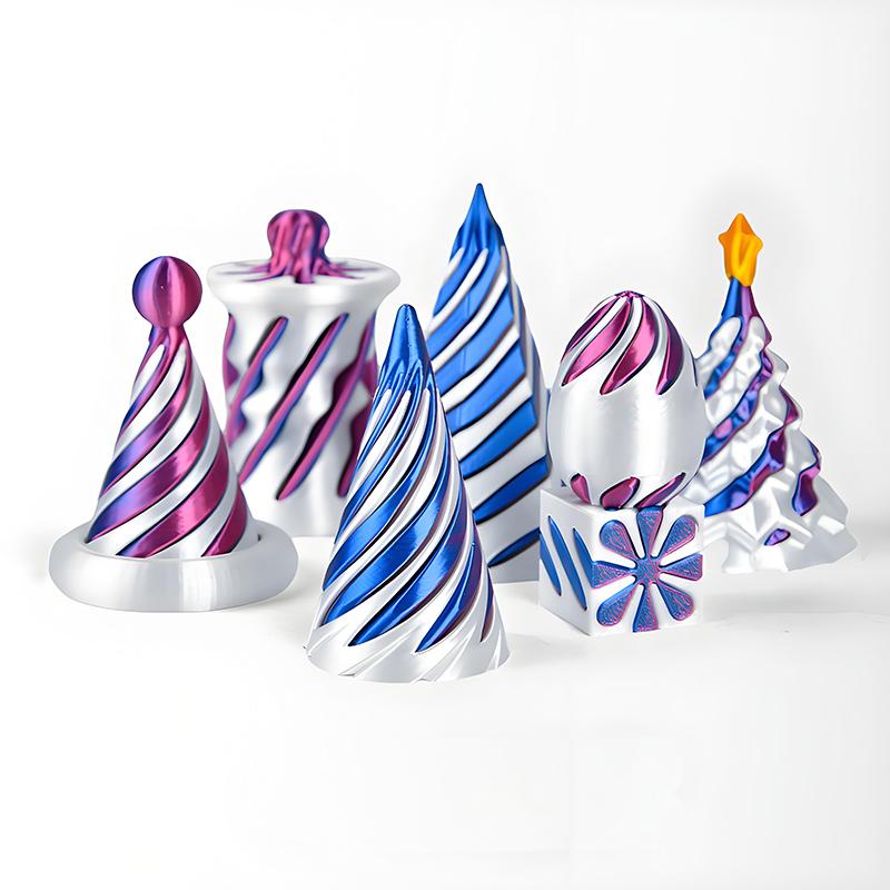 7Pcs 3D Printed Toy Rotating Pyramids Three-Dimensional Spiral Cone Fidget Toy 3D Spiral Cone Prelearning Accessiories