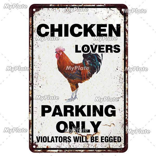 [MyPlate] Vintage Farm Chickens Retro Poster  Metal Sign Plate Tin Sign Wall Crafts Decor For Home Room Plaque Decoration Gift