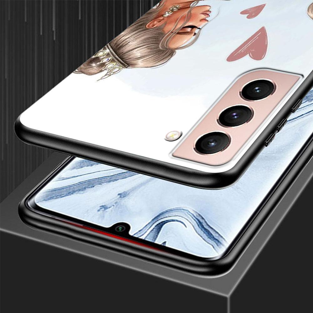 Mom And Baby Girl Boy Black Case for Samsung Galaxy S23 S22 Ultra Cases S21 S20 FE S10 S9 S8 Plus S10e S7 Silicone Phone Cover