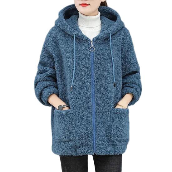 Sherpa Jacket for Women Zip Up Fuzzy Fleece Jacket Oversized Warm Fluffy Hooded Coat Winter Fall Casual Outerwear with Pockets