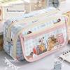 Large Capacity Stationery Bag Zipper Pen Pencil Case Badge Pouch Kawaii Pencil Bag  Student