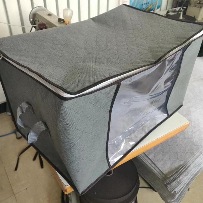 Storage Set | Foldable Clothes Organizer Bags with Clear Window Sturdy Handle | For Wardrobe Dorm Pillow Bedding Clothes Blanket