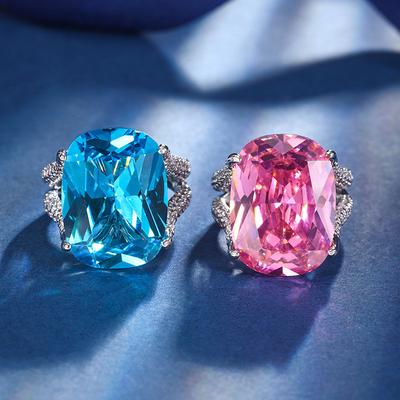 Jewelry Copper Bottom Gold-Plated Simulation Color Treasure Fat Square 15 * 20 Senior Design Ring Women