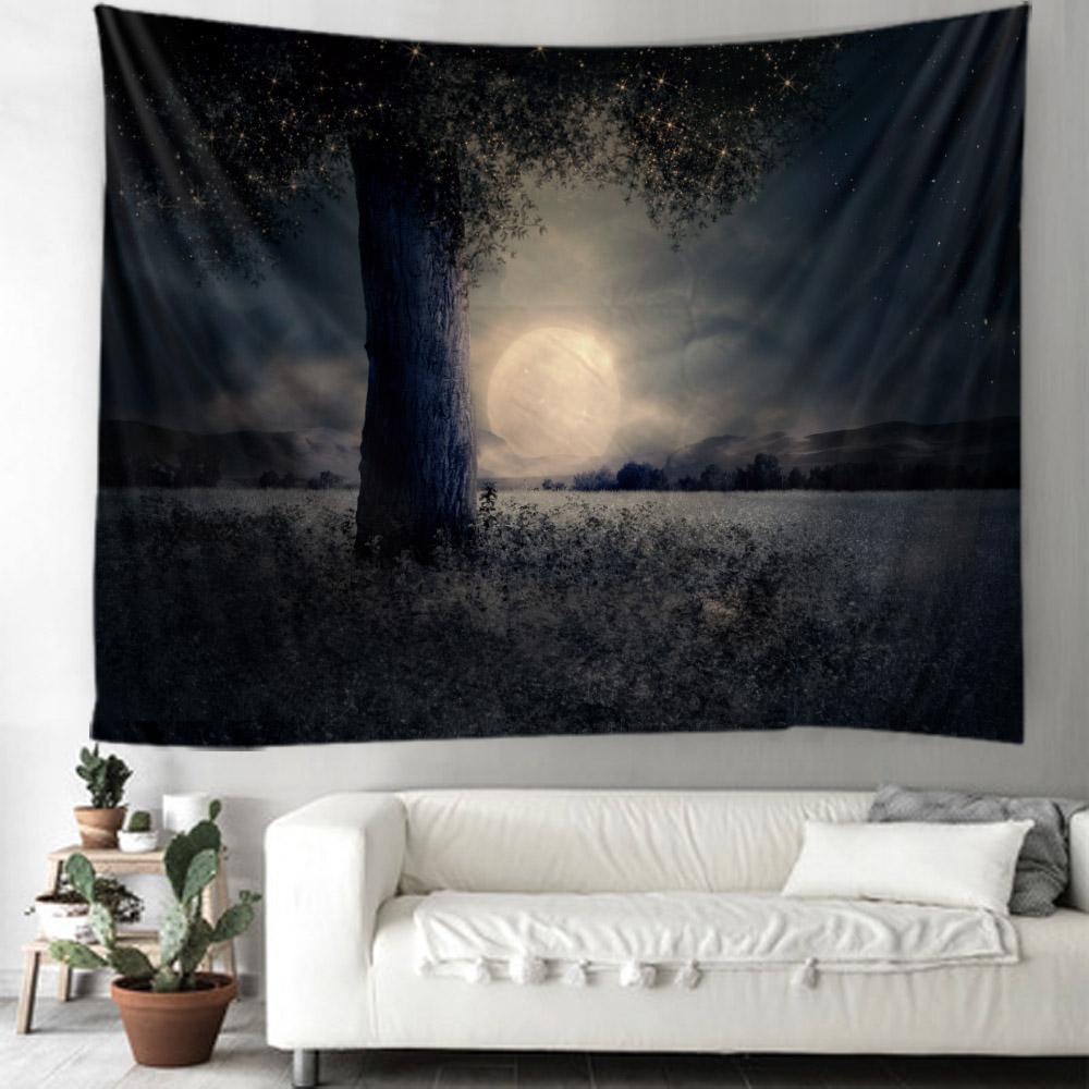 Fantasy Landscape Tapestry, Starry Home Wall Decoration, Polyester Thin Hanging Cloth, Bohemian Hippie Room Aesthetic Decoration