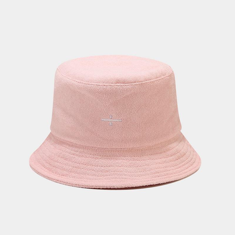 Korean Version of the New Towel Material Bucket Hat Symbol Embroidery Internet Celebrity Foldable Basin Hat Spring and Autumn Outdoor Visor Hat Chil