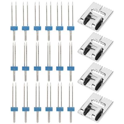 Accessori Macchina da Cucire 18 Pezzi Doppi Aghi Gemelli Spilli + 4 Pezzi Set Piedini Premistoffa