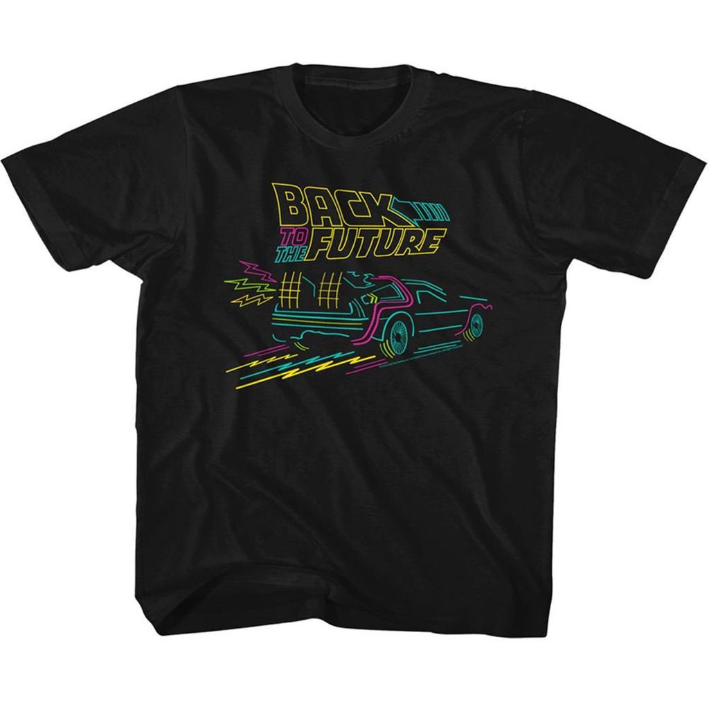 Back To the Future Neon Future Black Youth T-Shirt