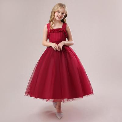 Baby Teens Girls Lace Dresses Wedding Evening Ball Gowns Embroidery Elegant Ceremony Costumes Birthday Party Princess Dress