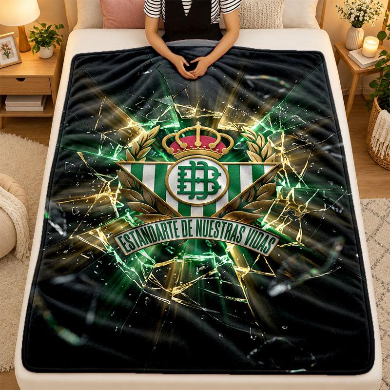 Flannel BlanketReal Betis Football Warm Soft Throw Blanket for Indoor Sofa Bed Living Room Use