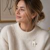 Black White Cat Brooches Enamel Scarf Adjuster Fashion Clothing Fixing Pins  For Men Women