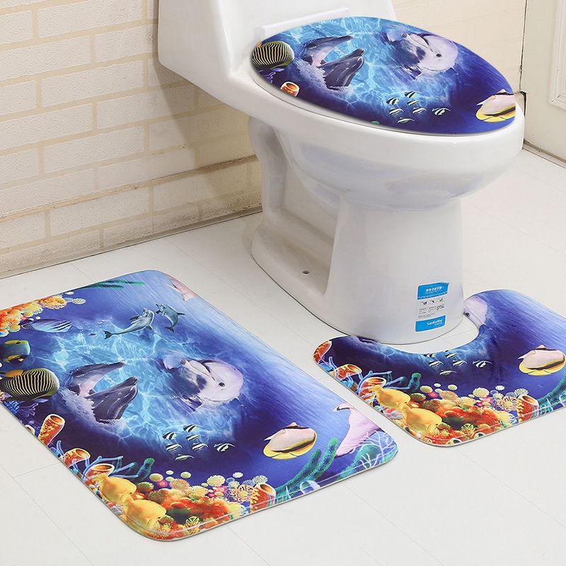 Premium Quality 3d Cartoon Design Bathroom Set With Non-slip Bath Mat And Rug