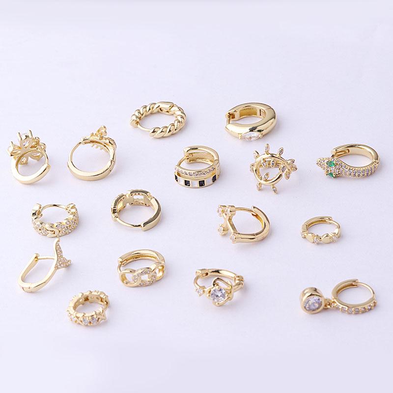 Gold-Plated Geometric Zircon Ear Cuff Earrings