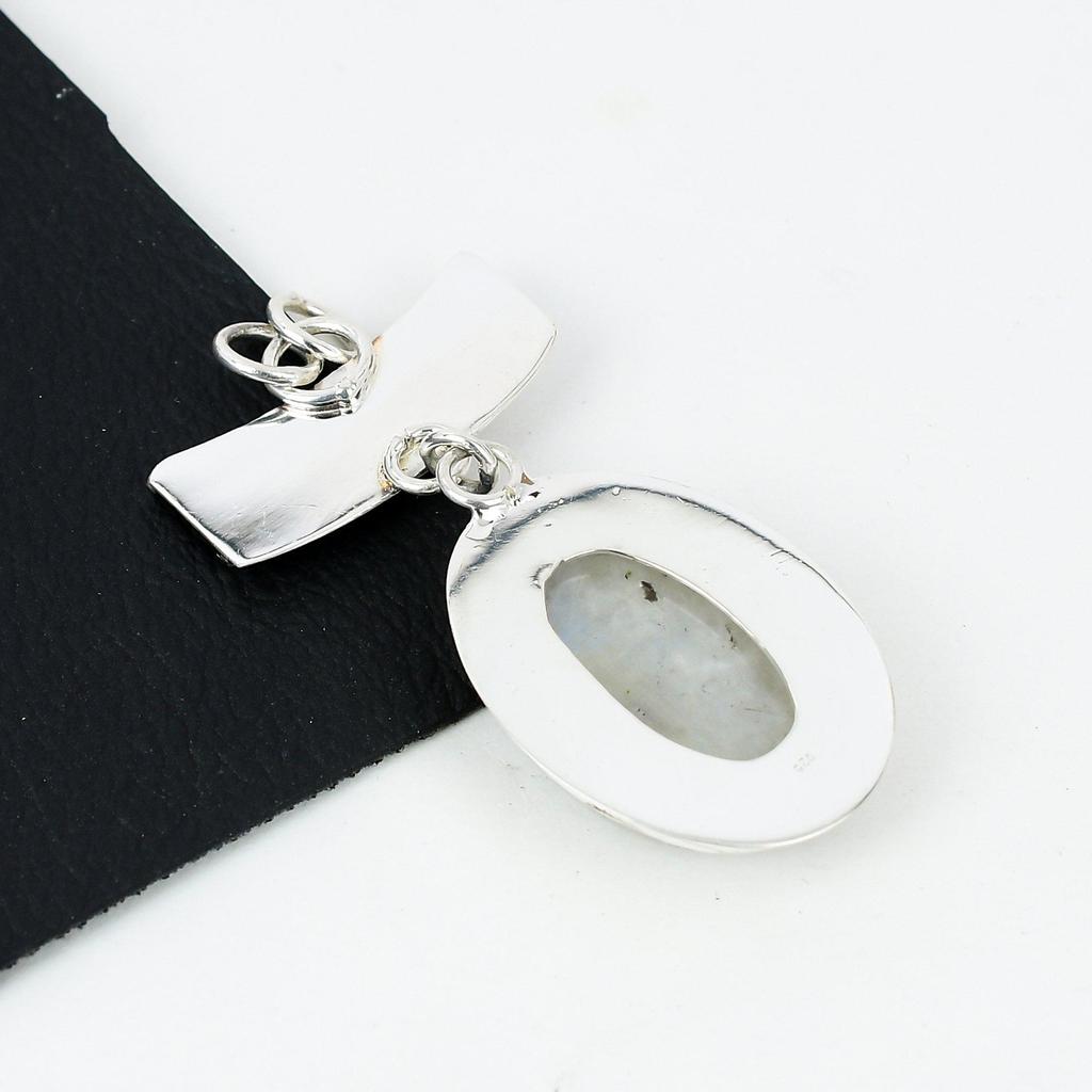 Rainbow Moonstone Gemstone Silver Pendant In 925 Sterling Silver- Handmade Design, Everyday Wear Jewelry, Unique Rainbow Moonstone Pendant Gifts