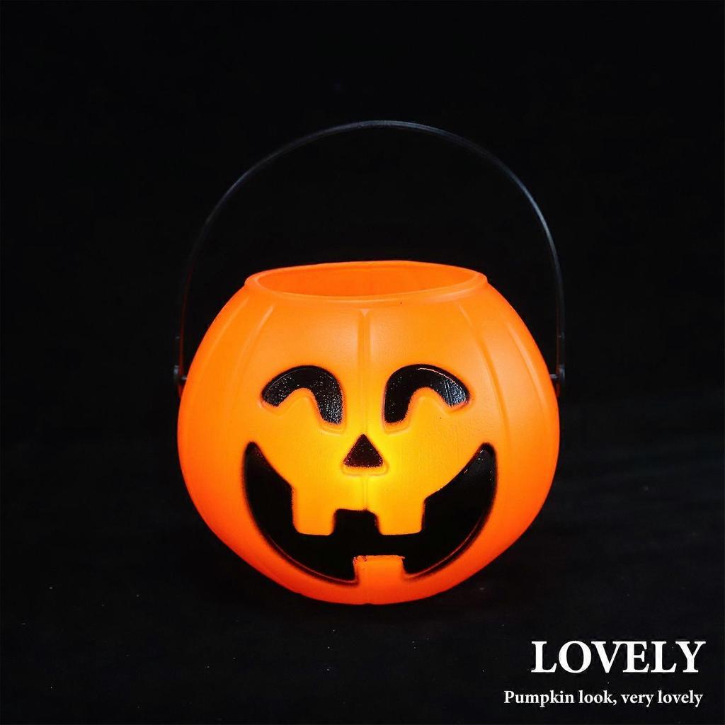 4Pcs Halloween Decorations Pumpkin Candy Container Portable Pumpkin Light Kids Candy Bucket