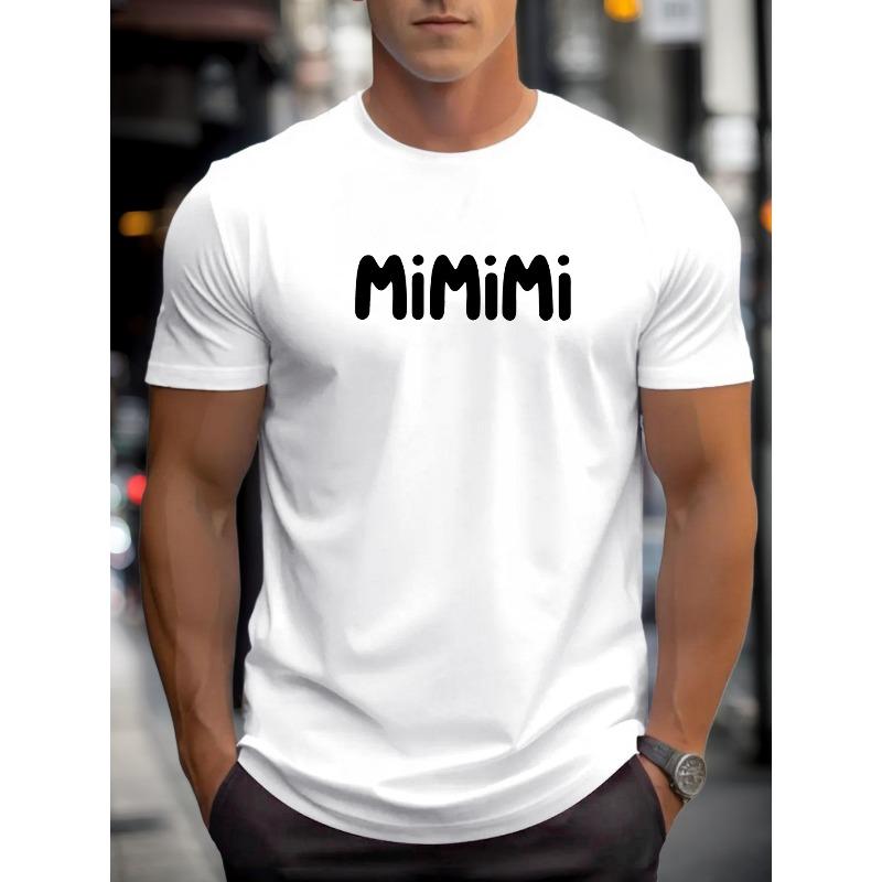 Men S Mimimi Pattern Summer Casual Round Neck Short Sleeve T-Shirt S белый