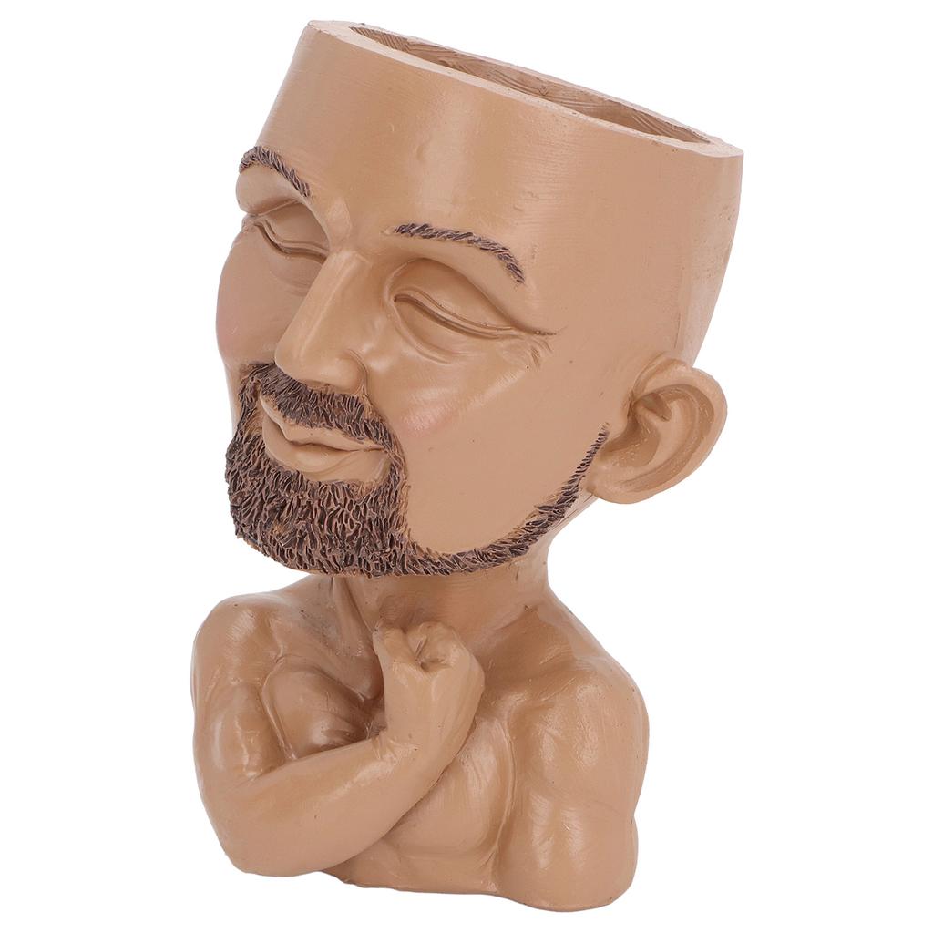 Face Planter Pot with Drainage Hole Man Face Flower Pot Head Planter Muscular Man Flower Pot for Living Room Hallway