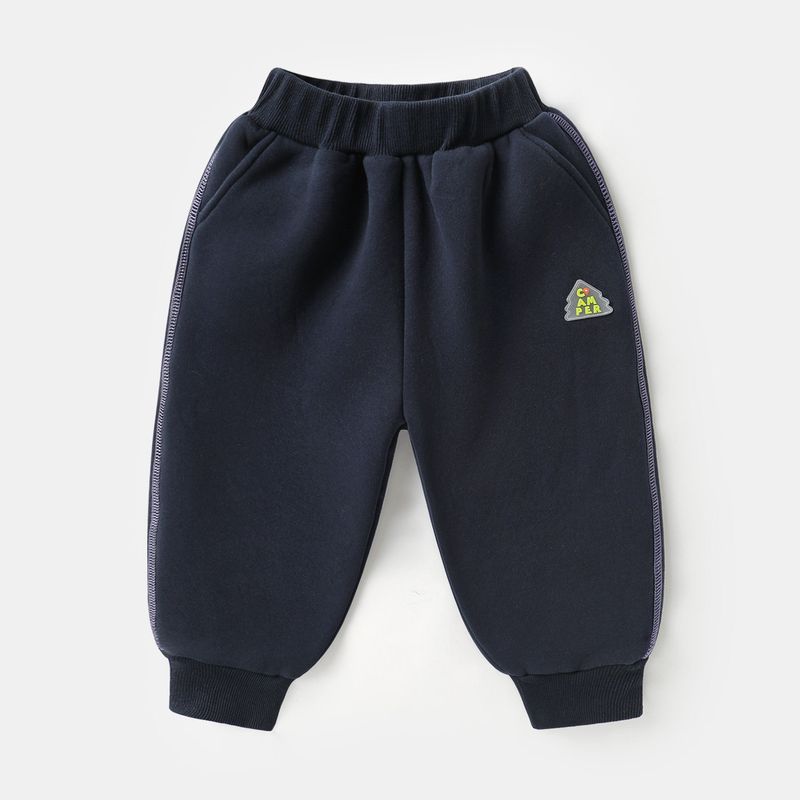 Boys  Fleece-Lined Sweatpants, Winter 2025 New Thickened Polar Fleece Joggers, Children s Autumn and Winter Clothing Dark Blue 110cm