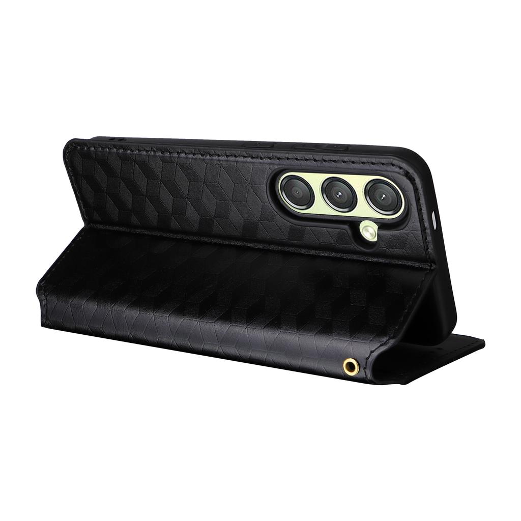 For Samsung Galaxy S25 Case Wallet Rhombus Imprinted Leather Phone Cover