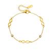 Gold Plated Infinity Symbol Bracelet with CZ Beads, Dainty Adjustable Cable Chain for Women, Minimalist Daily Jewelry