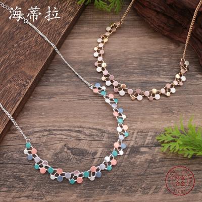 Luxury New Enamel Color Hollow Round Polka Dot Necklace, Creative Women's Simple High-end Polka Dot Neck Chain