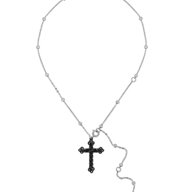 SENTIMENTS NO.473 [BLACK] KNOT CROSS NECKLACE
