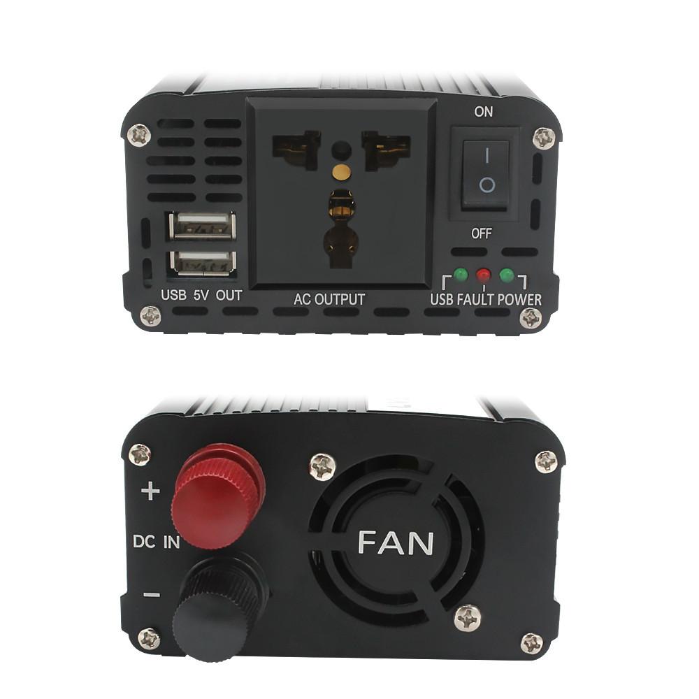 500W Black Portable Automatic Transformer Dual USB Universal Socket Voltage Converter