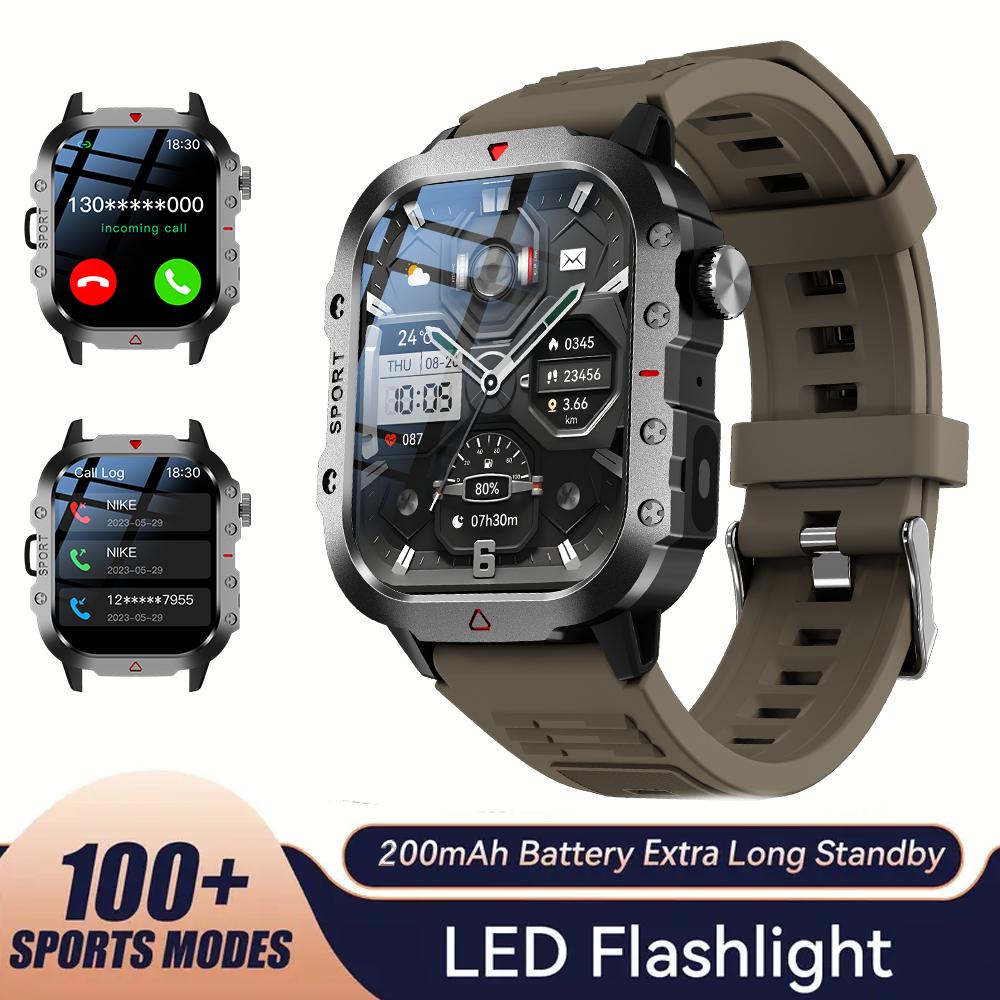 Outdoor Sports Smart Watch 2.01 inch HD Screen LED Flashlight Bluetooth Talking Smart Watch for Men Women Holiday Gifts