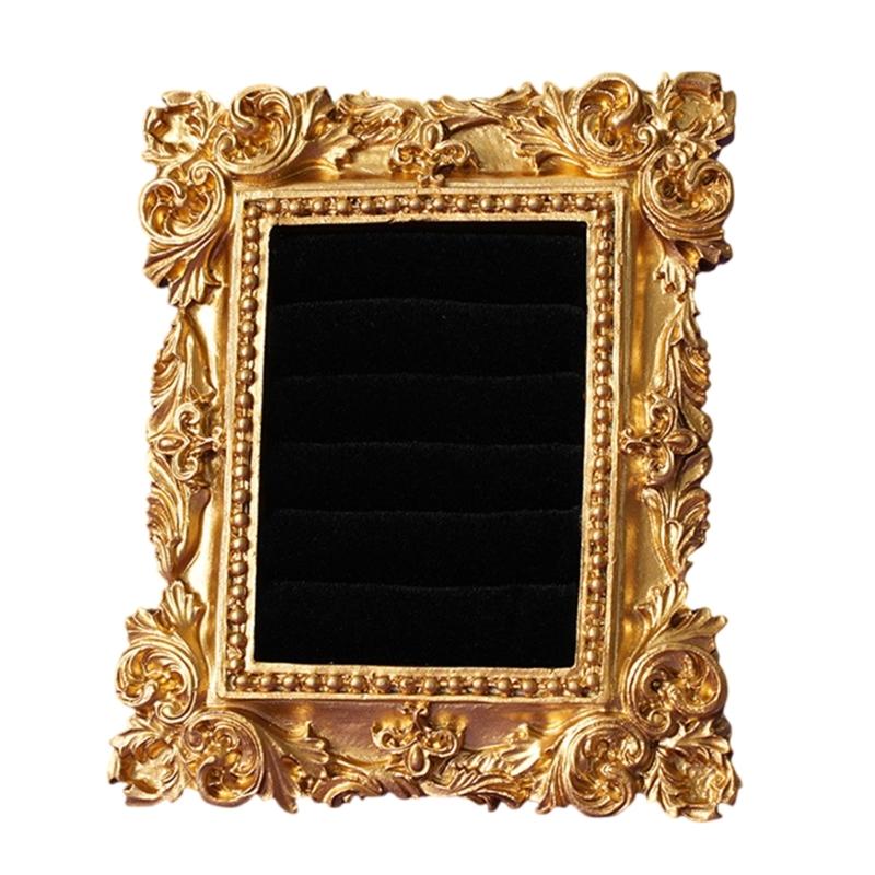 Portable Resin Rings Earring With Flannel Base Stylish Decoration For Vanity Dresser Or Gift