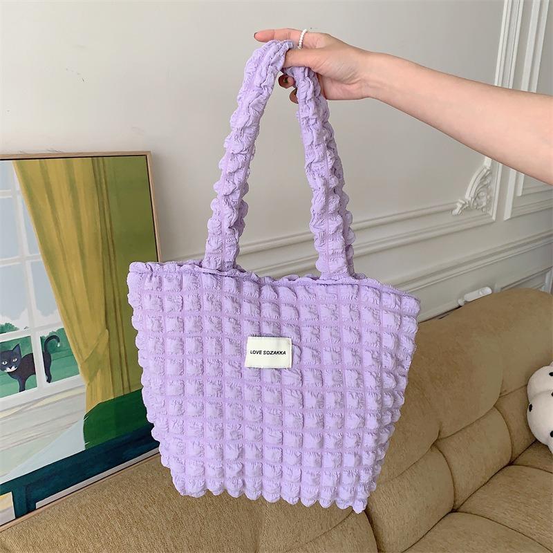 5 Cloud Bubble Flower Shoulder Bag Female Student Simple Handbag Canvas Large Capacity Women's Bag