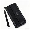Men’s Leather Long Wallet RFID Blocking Clutch Wallet Large Capacity Zipper Bifold Purse Card Holder Coin Pocket Wrist Strap