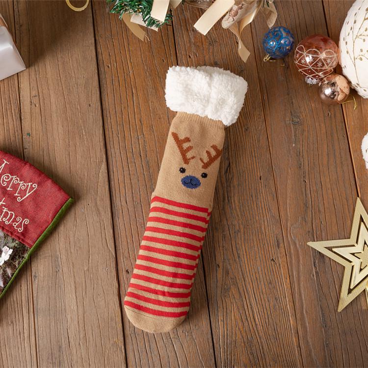 Women's Winter Christmas Stockings: Cozy Mid-Calf Snow Socks with Velvet, Perfect for Home Sleeping