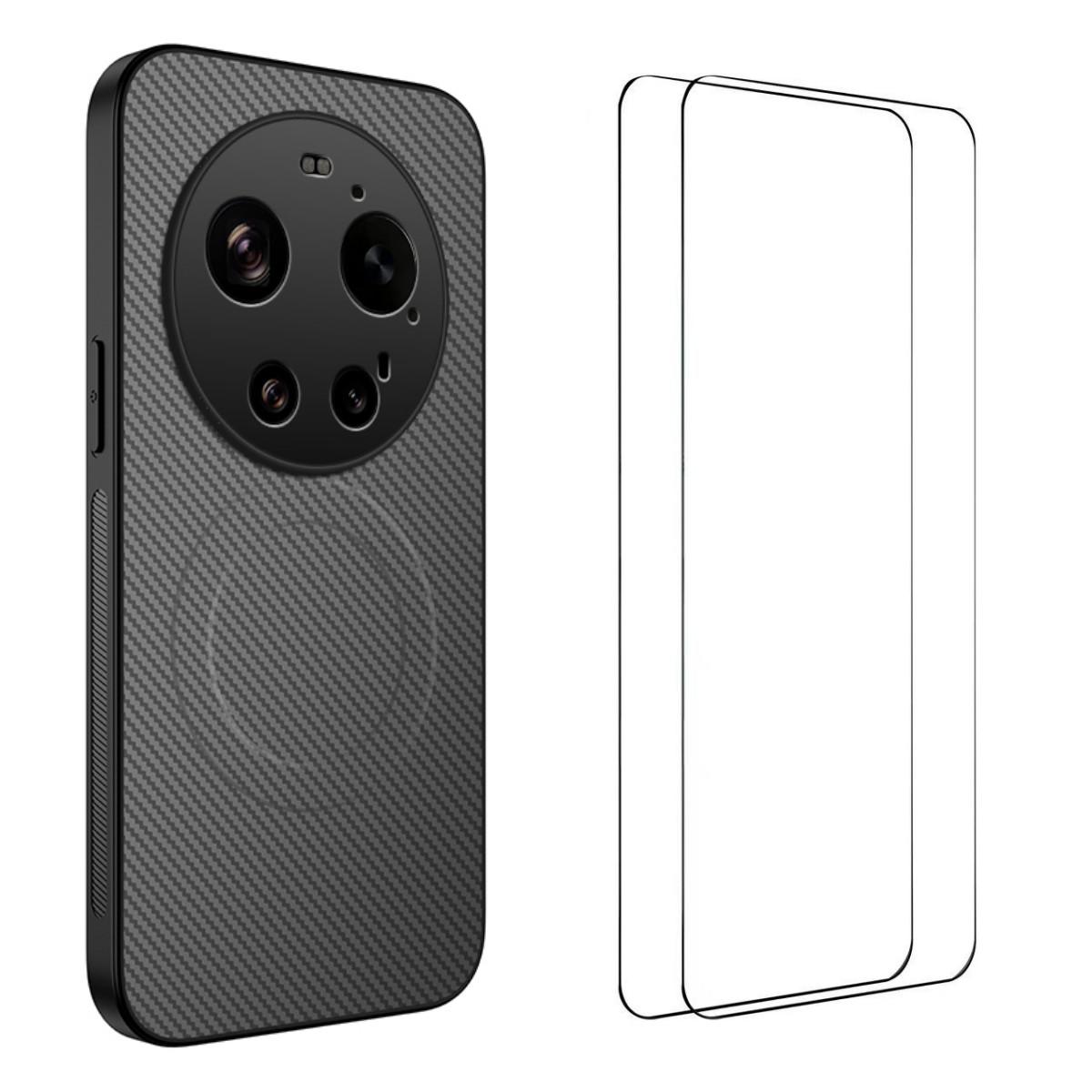 

For Xiaomi 17 Ultra 5G Magnetic Case WANLONFENG TQ1 Series Carbon Fiber Texture PC TPU Phone Cover with 2Pcs Screen Films