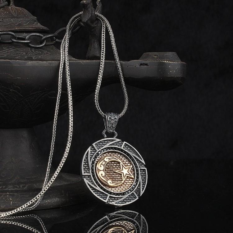 

Мужское колье из стерлингового серебра 925 пробы с полумесяцем и звездой