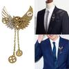 Steampunk Großer Zahnrad-Brosche Mechanische Schal Revers-Pin Flügel Kette Fünfecke Brustnadel für Frauen Mädchen Männer