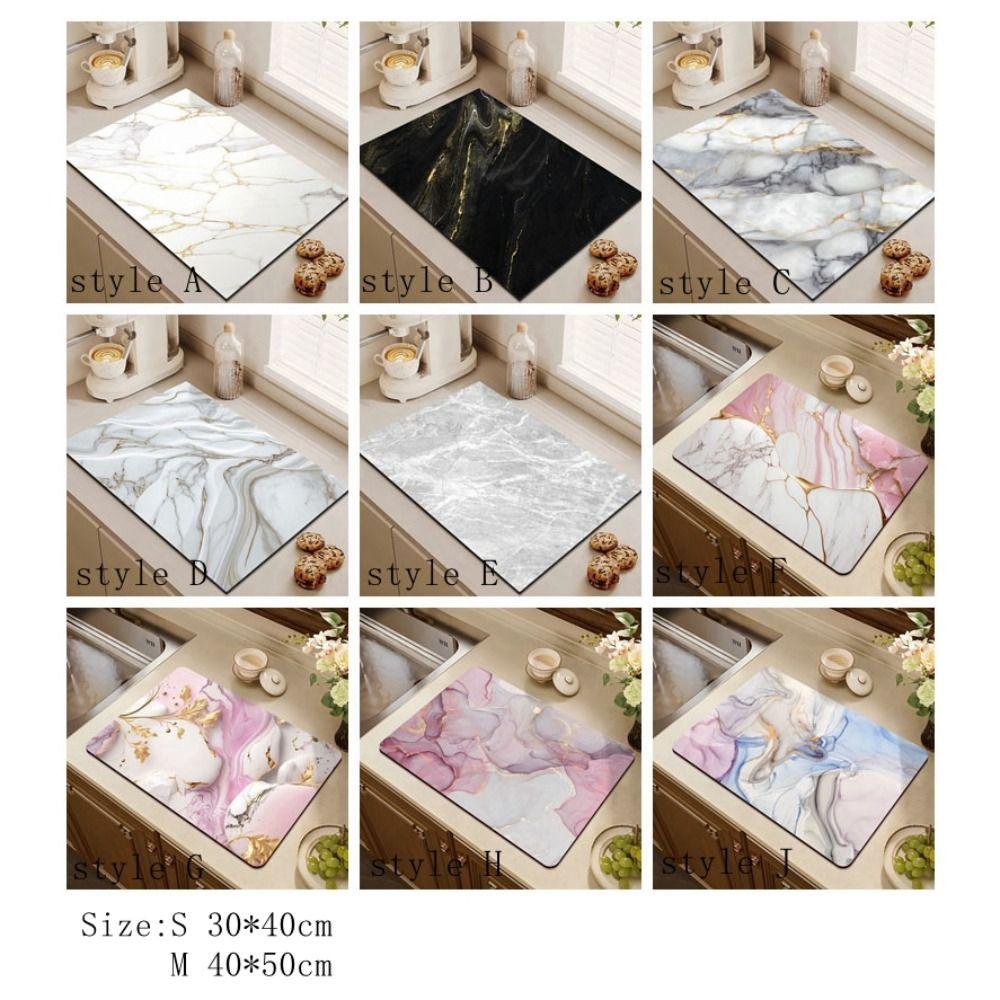 Quickly Dry Super Absorbent Marble pad Kitchen Coffee Bar Dish Drying Mat Multipurpose Drain Pad Hide Stain Placemat