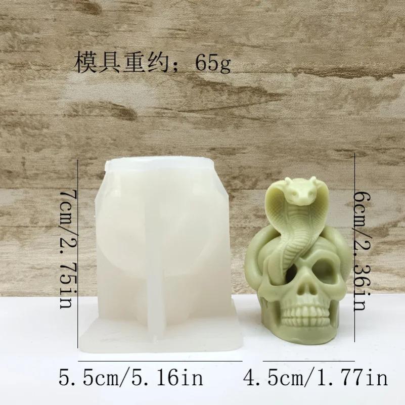 Halloween Snake Skull Candle Silicone Molds 3D Skull Snake Shape Crafts Gypsum Resin Decoration Art Mold 2025 Halloween Gift