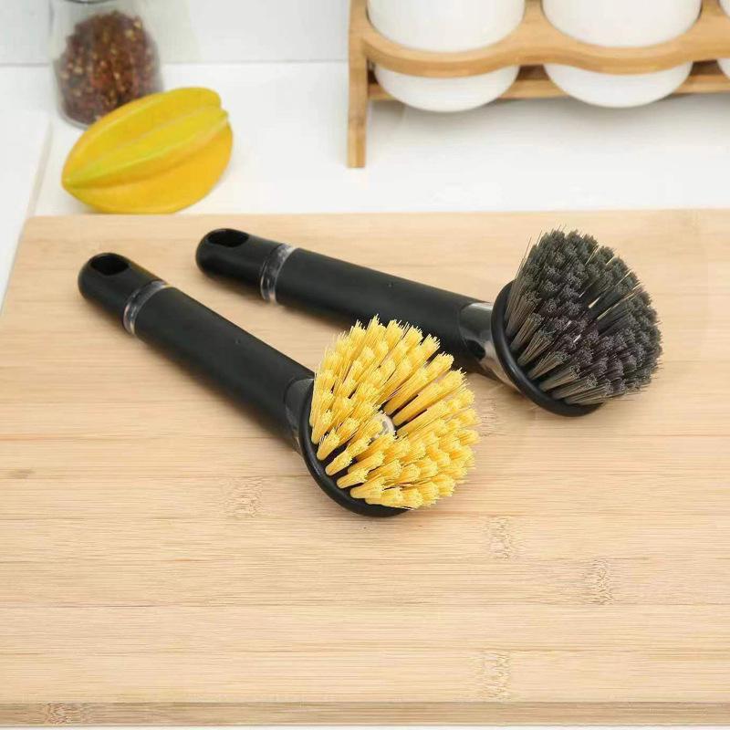 Premium Long-Handled Liquid-Dispensing Pot and Dish Brush for Efficient Kitchen Cleaning