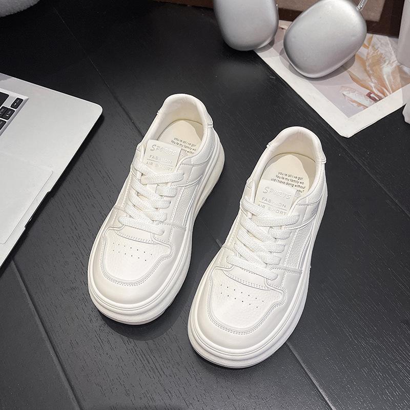 Leather little white shoes women's new autumn versatile platform leisure sports not tired feet board shoes women