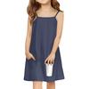 Children's Sleeveless Square Neck Summer A-Line Casual Holiday Suspender Dress