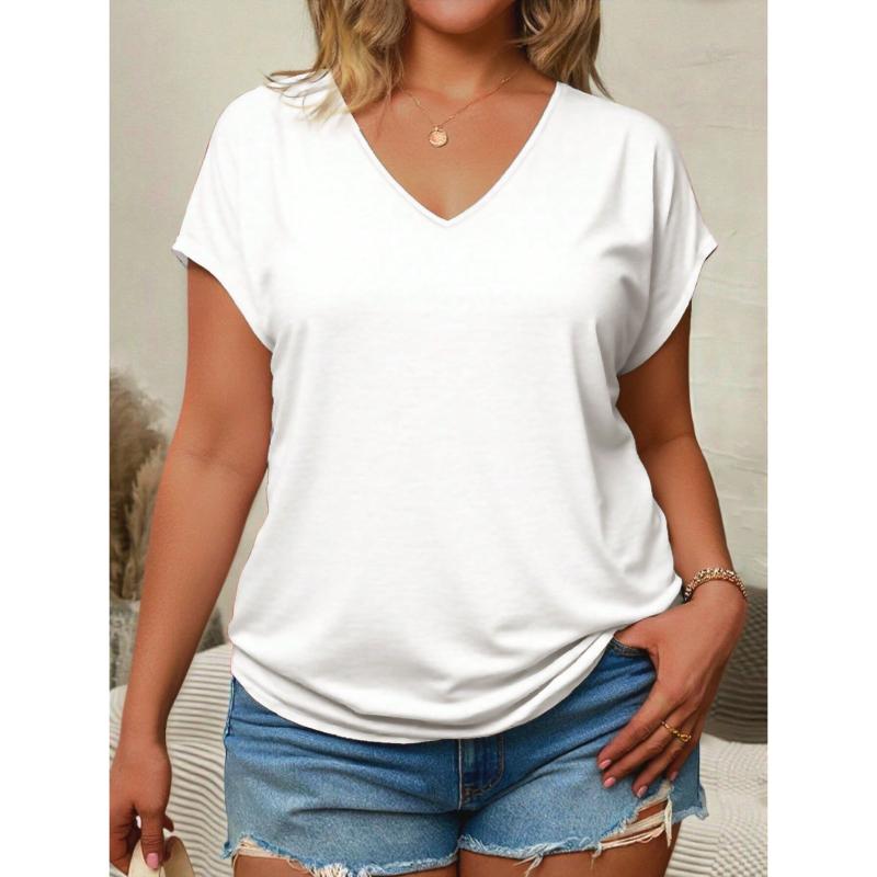 Women Short Sleeve Top Summer Basic Shirt V Neck Gradient Tie Dye Tee Tunic Tops